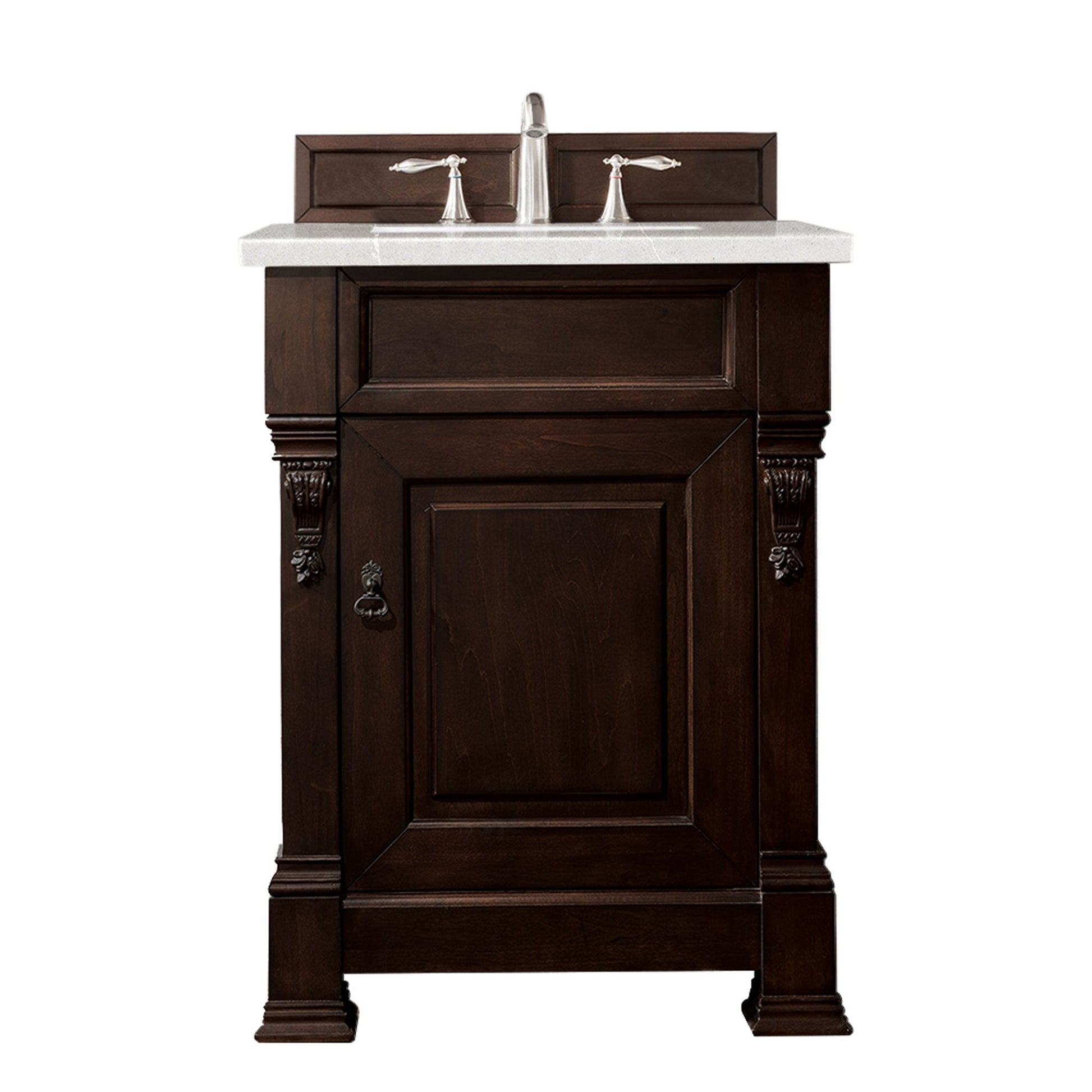 James Martin Vanities Brookfield 26" Burnished Mahogany Single Vanity With 3cm Eternal Serena Quartz Top