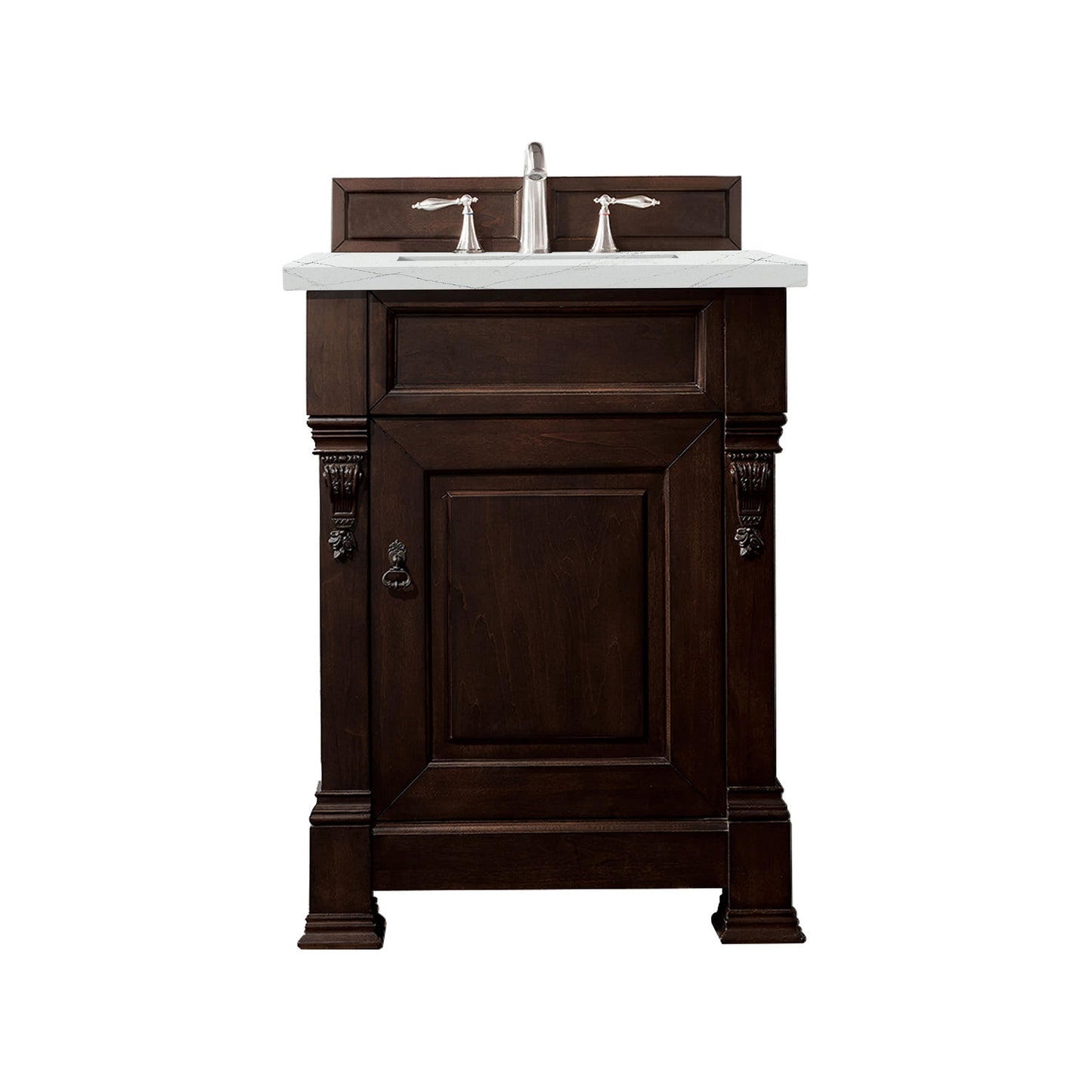 James Martin Vanities Brookfield 26" Burnished Mahogany Single Vanity With 3cm Ethereal Noctis Quartz Top