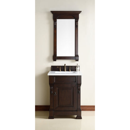 James Martin Vanities Brookfield 26" Burnished Mahogany Single Vanity With 3cm White Zeus Quartz Top