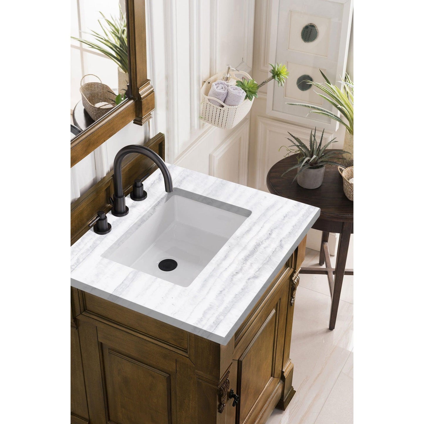 James Martin Vanities Brookfield 26" Country Oak Single Vanity With 3cm Arctic Fall Solid Surface Top