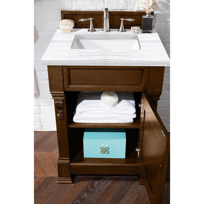 James Martin Vanities Brookfield 26" Country Oak Single Vanity With 3cm Arctic Fall Solid Surface Top