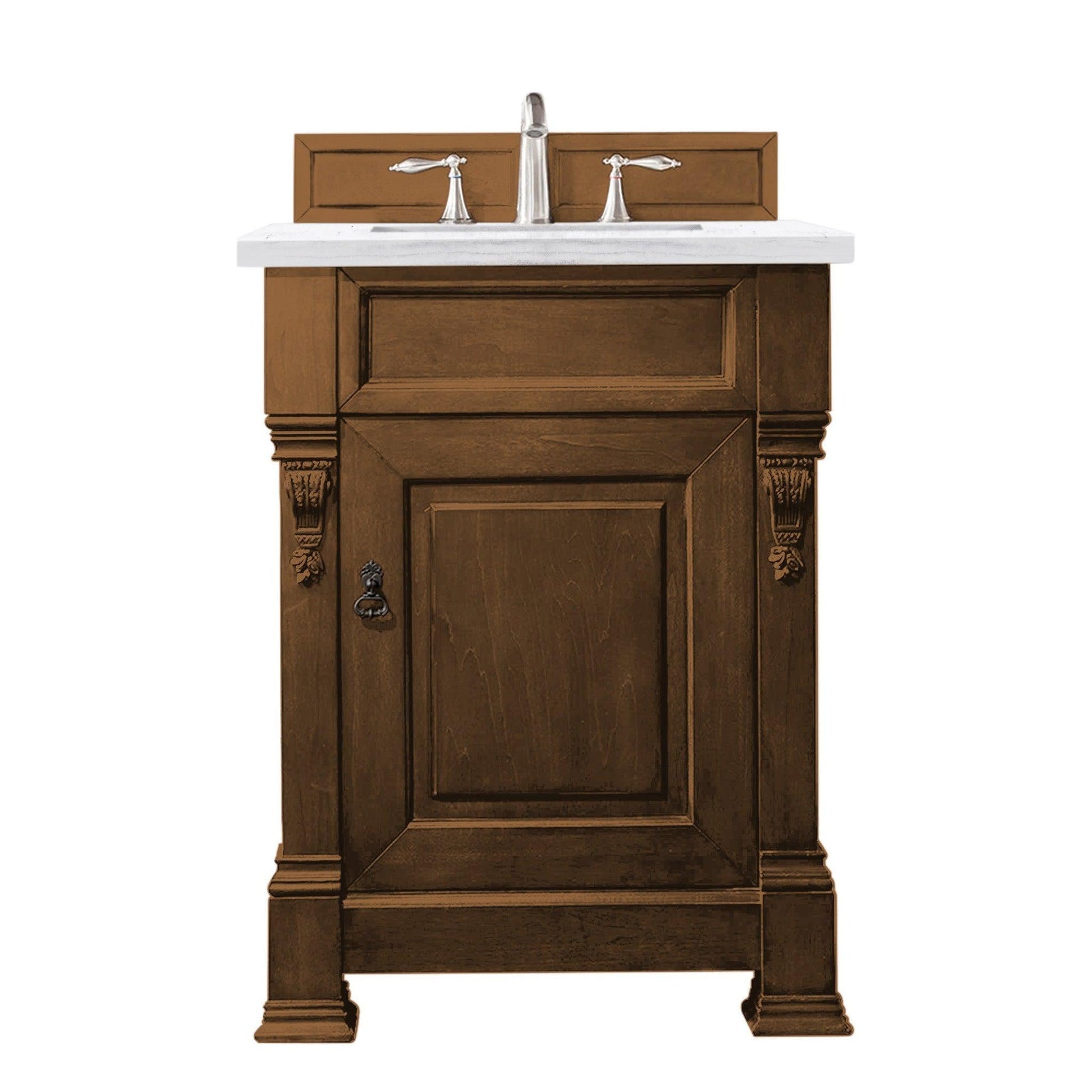 James Martin Vanities Brookfield 26" Country Oak Single Vanity With 3cm Arctic Fall Solid Surface Top