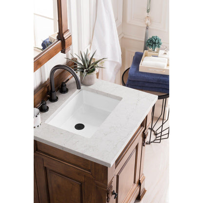 James Martin Vanities Brookfield 26" Country Oak Single Vanity With 3cm Eternal Jasmine Pearl Quartz Top