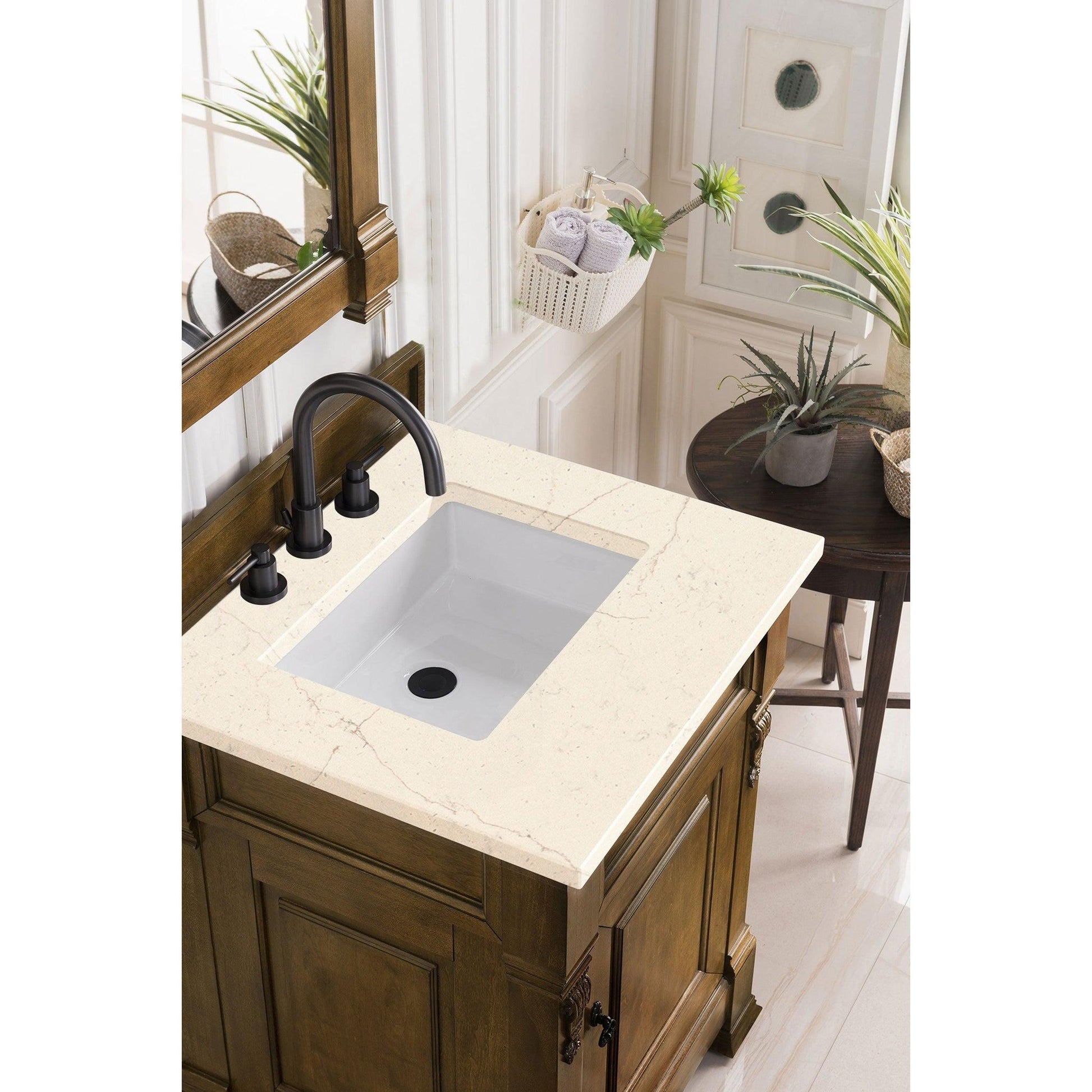 James Martin Vanities Brookfield 26" Country Oak Single Vanity With 3cm Eternal Marfil Quartz Top