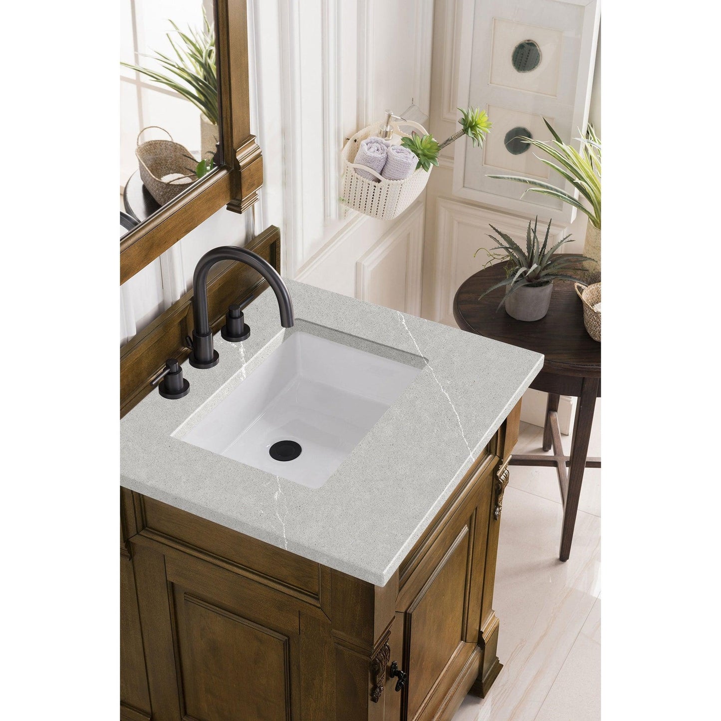 James Martin Vanities Brookfield 26" Country Oak Single Vanity With 3cm Eternal Serena Quartz Top