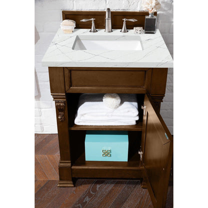 James Martin Vanities Brookfield 26" Country Oak Single Vanity With 3cm Ethereal Noctis Quartz Top