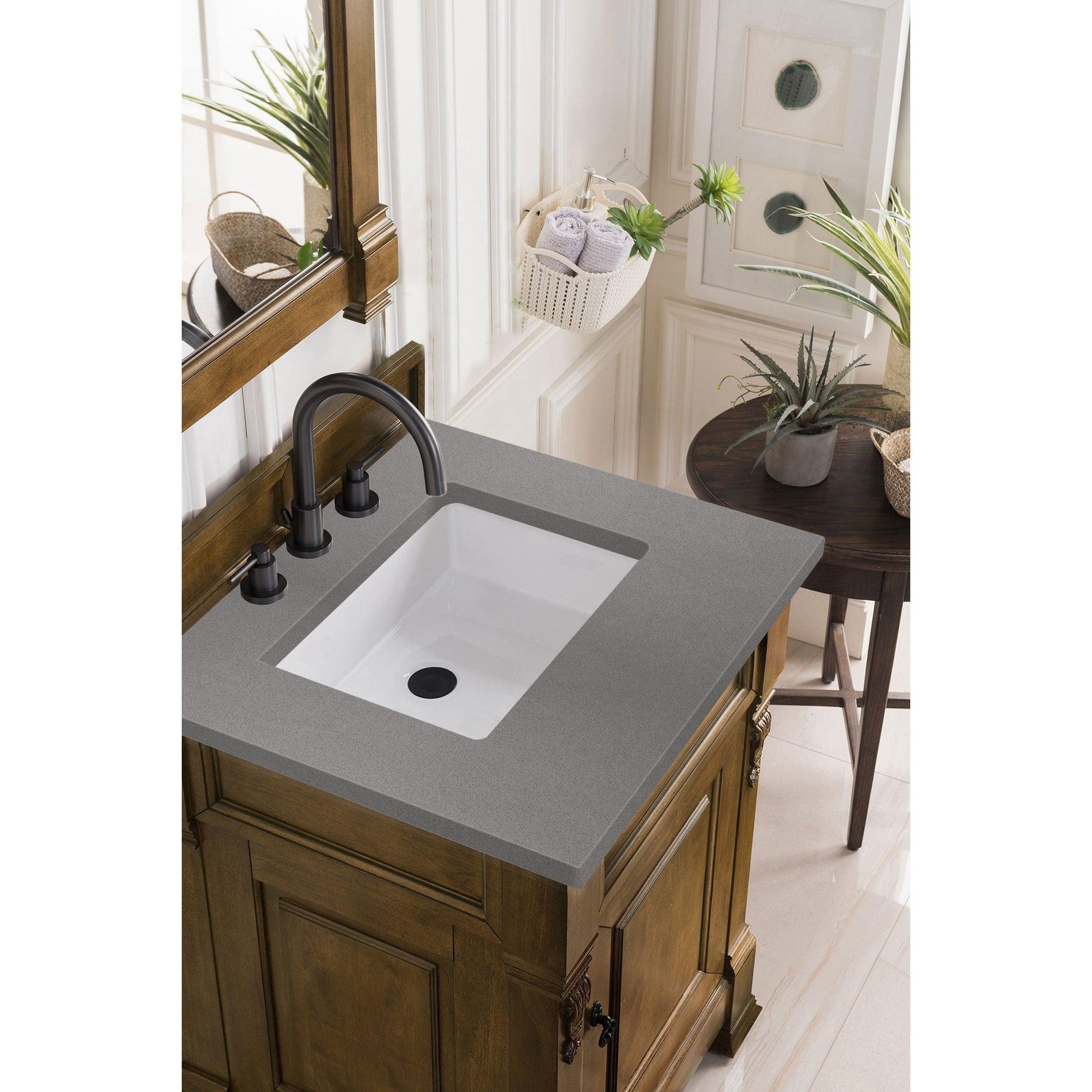 James Martin Vanities Brookfield 26" Country Oak Single Vanity With 3cm Grey Expo Quartz Top