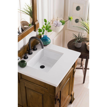 James Martin Vanities Brookfield 26" Country Oak Single Vanity With 3cm White Zeus Quartz Top