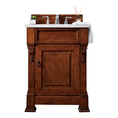 James Martin Vanities Brookfield 26" Warm Cherry Single Vanity With 3cm Arctic Fall Solid Surface Top