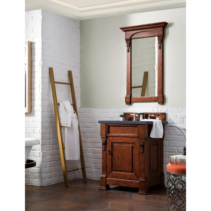 James Martin Vanities Brookfield 26" Warm Cherry Single Vanity With 3cm Charcoal Soapstone Quartz Top