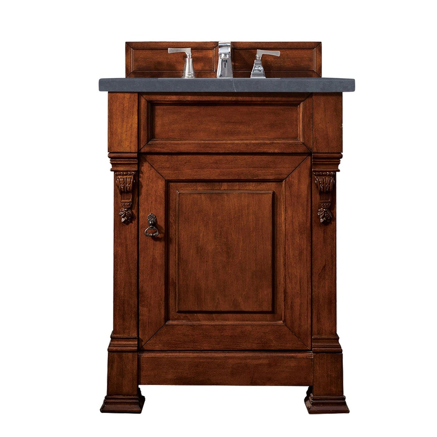 James Martin Vanities Brookfield 26" Warm Cherry Single Vanity With 3cm Charcoal Soapstone Quartz Top