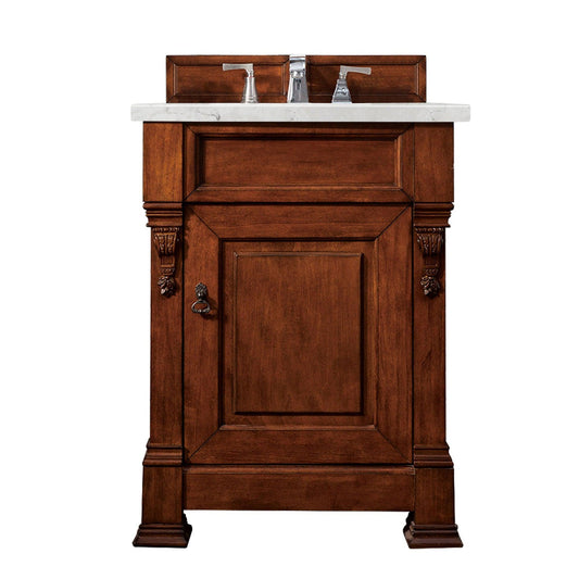 James Martin Vanities Brookfield 26" Warm Cherry Single Vanity With 3cm Eternal Jasmine Pearl Quartz Top