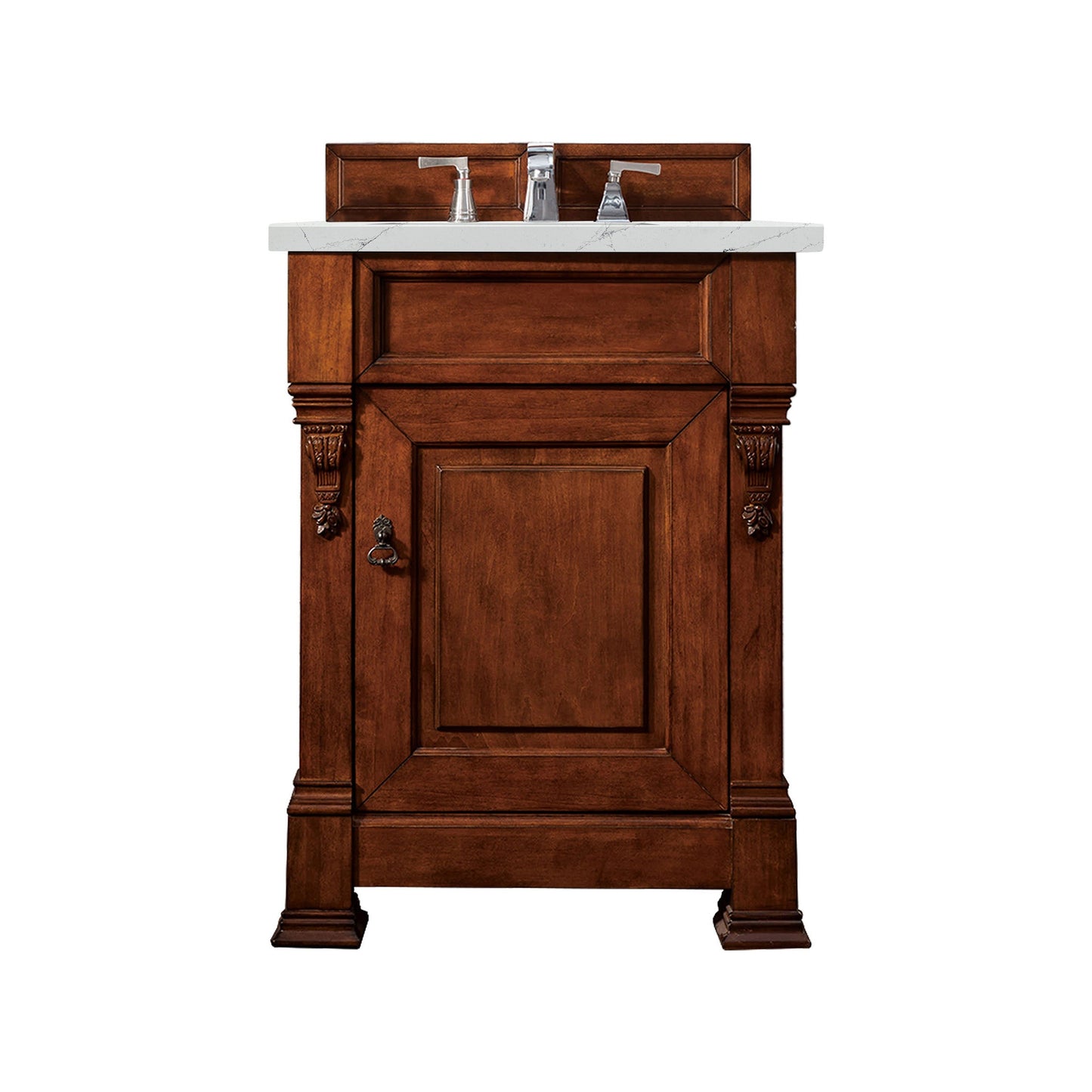 James Martin Vanities Brookfield 26" Warm Cherry Single Vanity With 3cm Ethereal Noctis Quartz Top