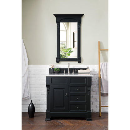 James Martin Vanities Brookfield 36" Antique Black Single Vanity With 3cm Arctic Fall Solid Surface Top