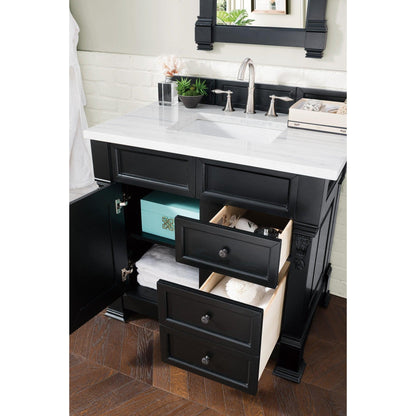 James Martin Vanities Brookfield 36" Antique Black Single Vanity With 3cm Arctic Fall Solid Surface Top