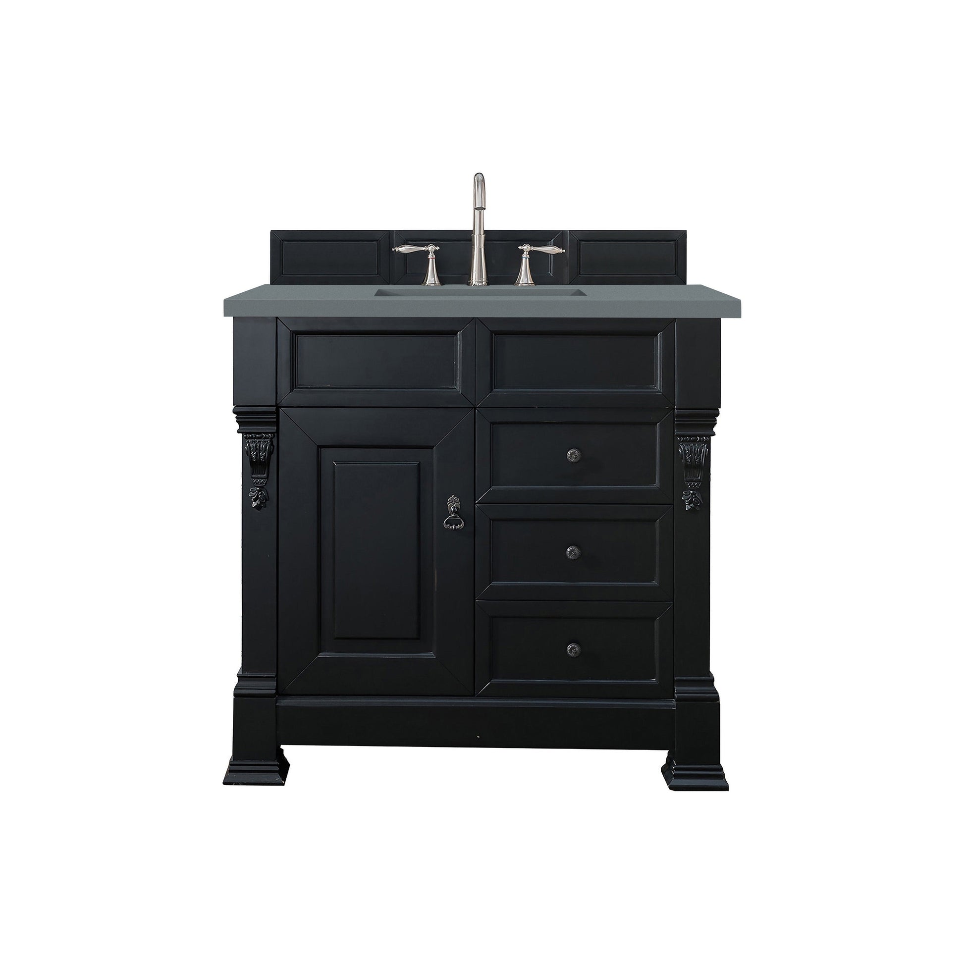 James Martin Vanities Brookfield 36" Antique Black Single Vanity With 3cm Cala Blue Quartz Top