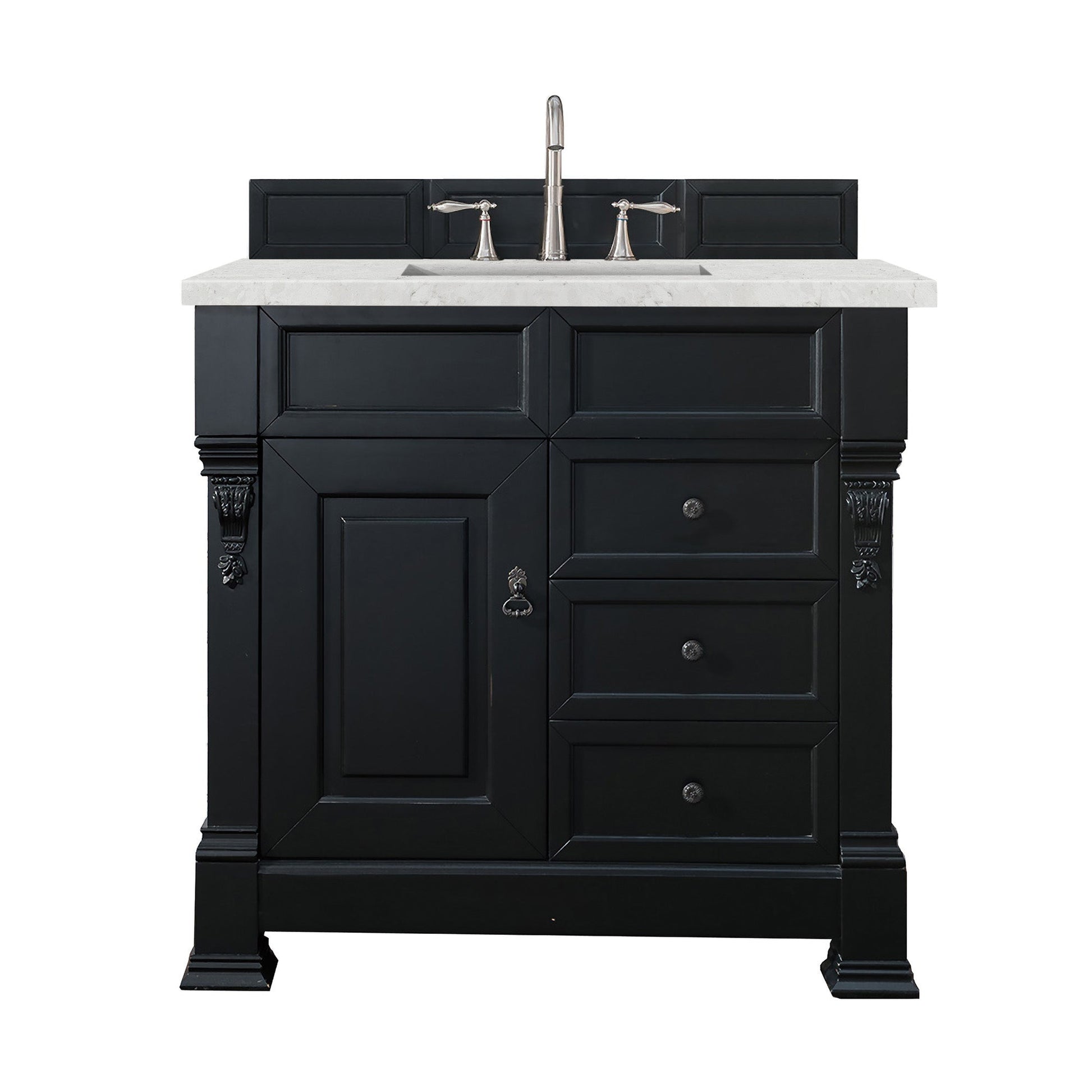 James Martin Vanities Brookfield 36" Antique Black Single Vanity With 3cm Eternal Jasmine Pearl Quartz Top