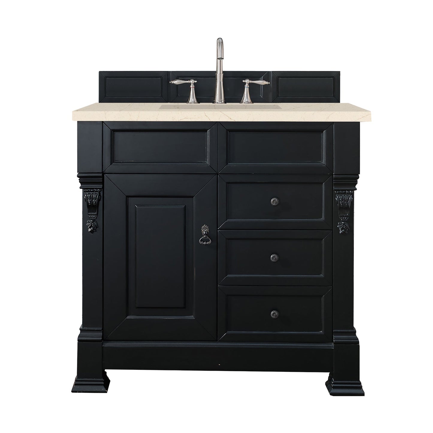 James Martin Vanities Brookfield 36" Antique Black Single Vanity With 3cm Eternal Marfil Quartz Top