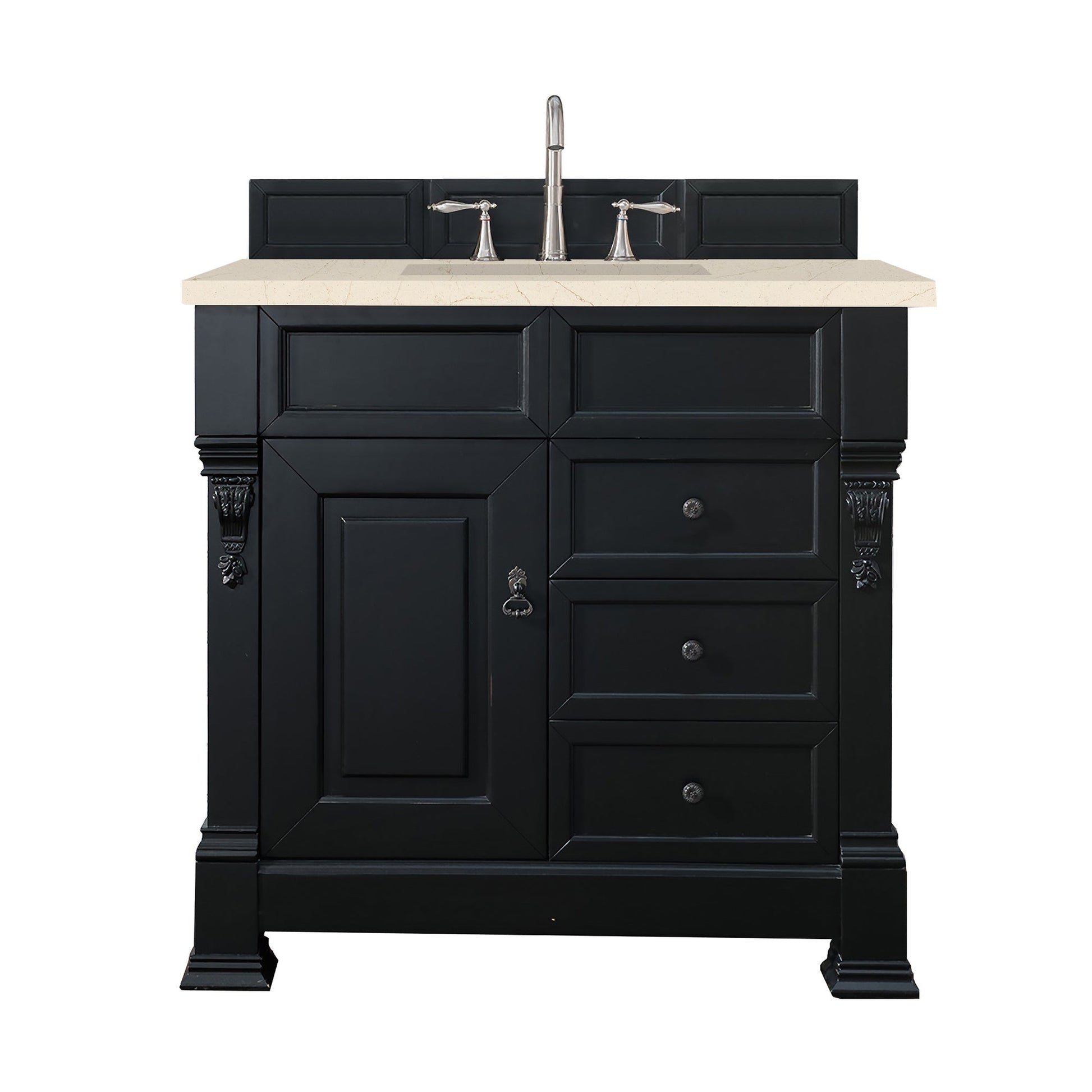 James Martin Vanities Brookfield 36" Antique Black Single Vanity With 3cm Eternal Marfil Quartz Top