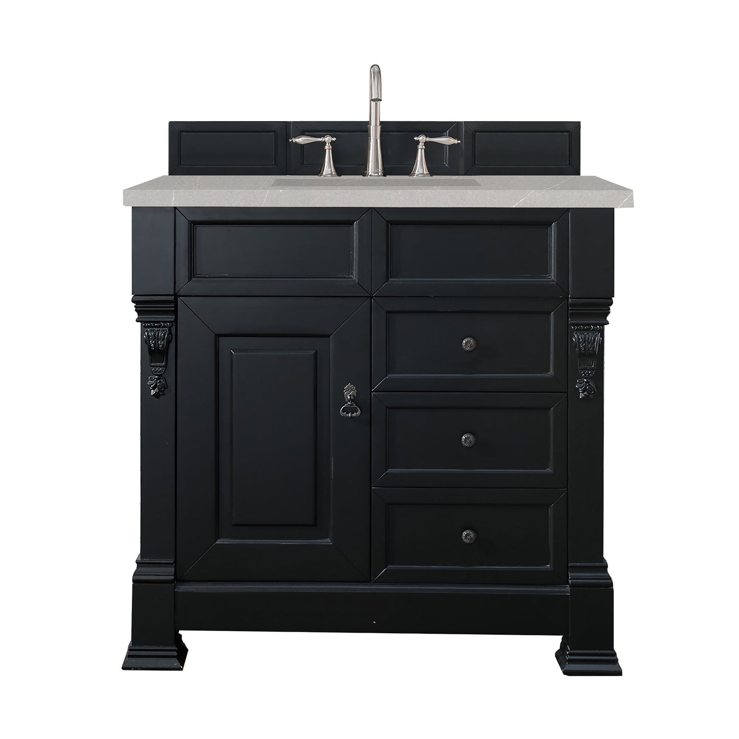 James Martin Vanities Brookfield 36" Antique Black Single Vanity With 3cm Eternal Serena Quartz Top