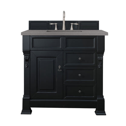 James Martin Vanities Brookfield 36" Antique Black Single Vanity With 3cm Grey Expo Quartz Top