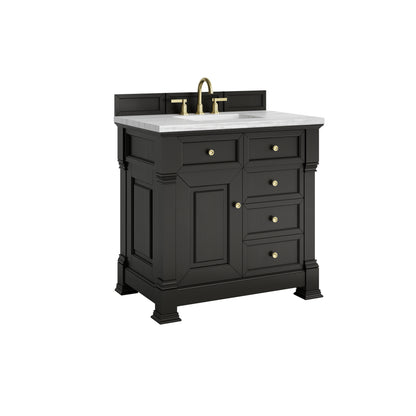 James Martin Vanities Brookfield 36" Black Onyx Single Vanity With 3cm Arctic Fall Solid Surface Top