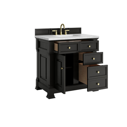 James Martin Vanities Brookfield 36" Black Onyx Single Vanity With 3cm Arctic Fall Solid Surface Top