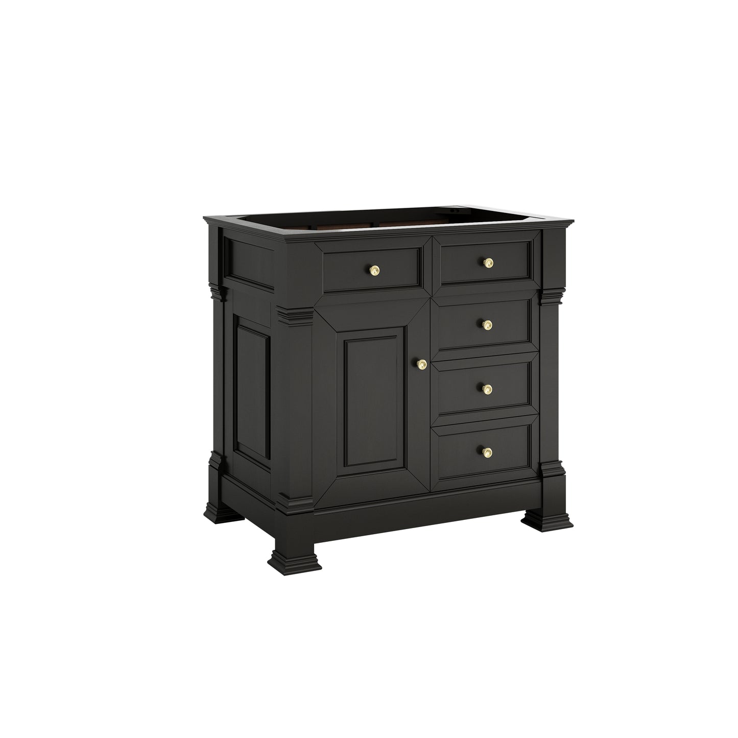 James Martin Vanities Brookfield 36" Black Onyx Single Vanity With 3cm Carrara White Marble Top
