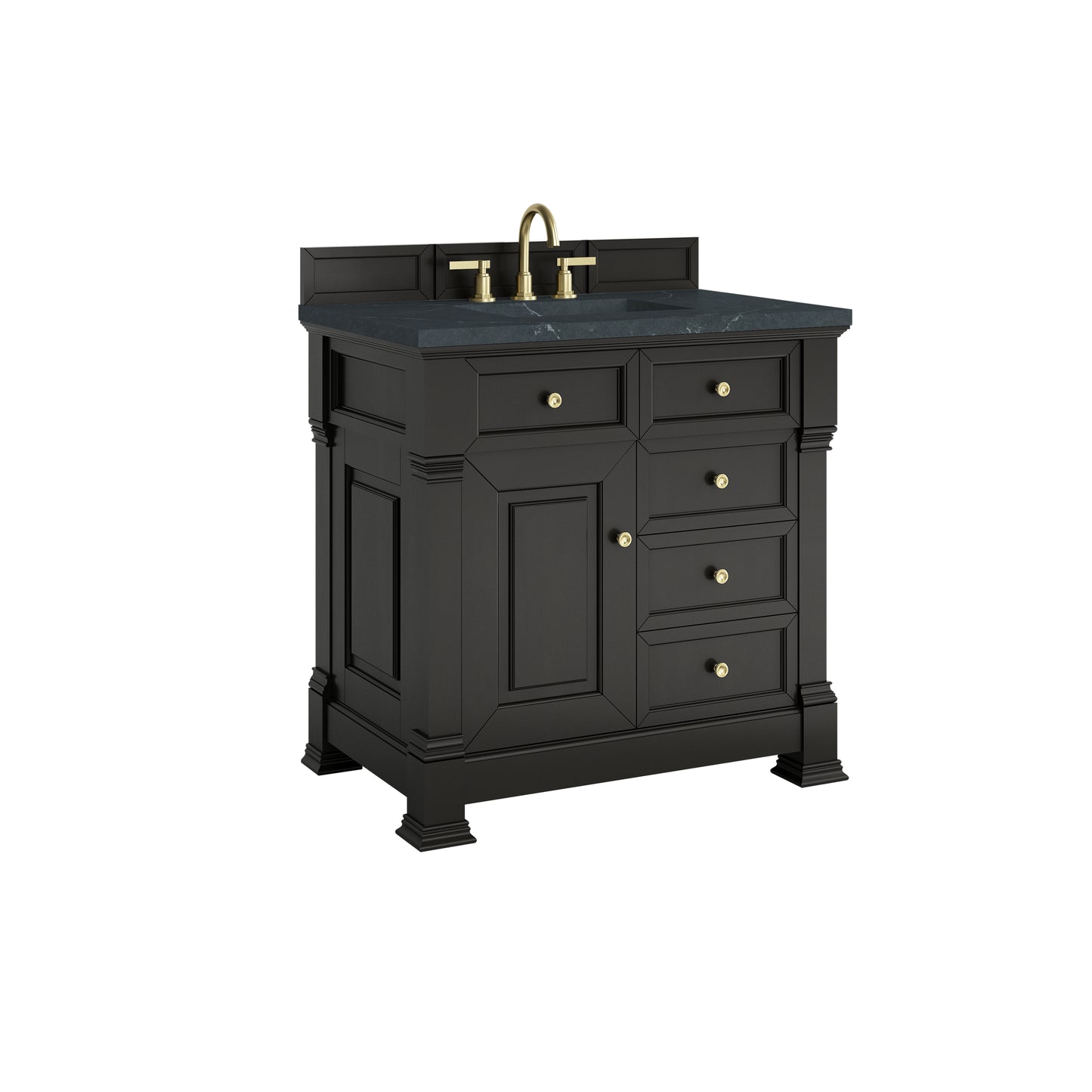 James Martin Vanities Brookfield 36" Black Onyx Single Vanity With 3cm Charcoal Soapstone Silestone Top