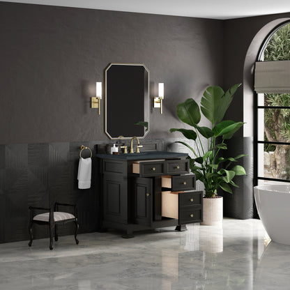 James Martin Vanities Brookfield 36" Black Onyx Single Vanity With 3cm Charcoal Soapstone Silestone Top