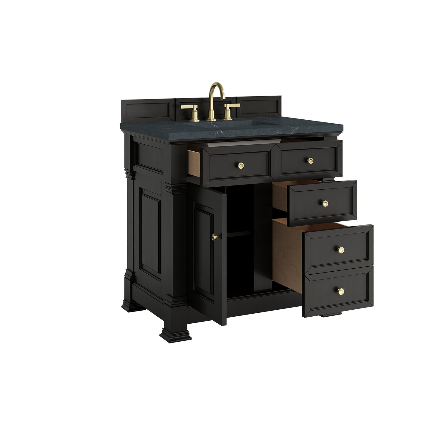 James Martin Vanities Brookfield 36" Black Onyx Single Vanity With 3cm Charcoal Soapstone Silestone Top