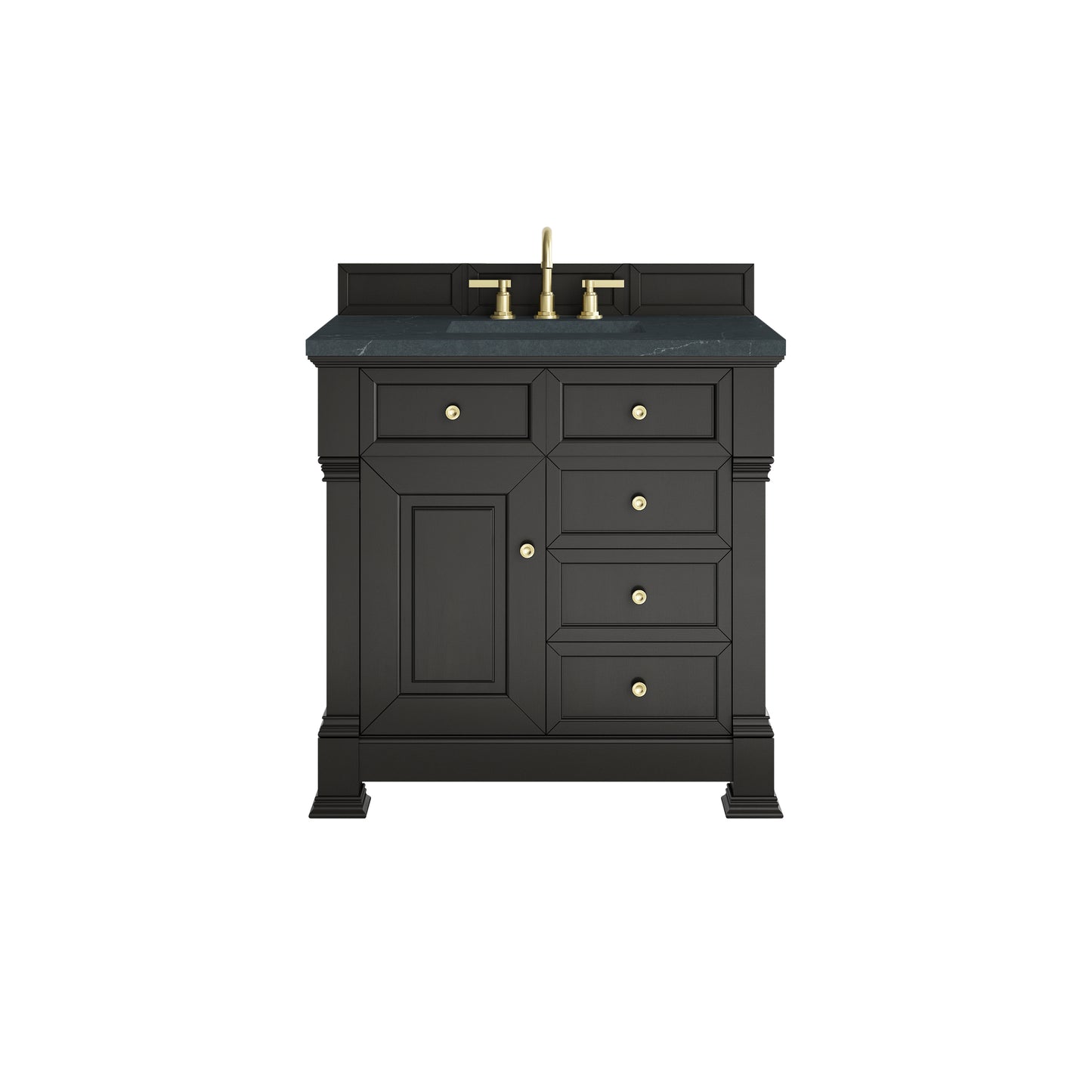 James Martin Vanities Brookfield 36" Black Onyx Single Vanity With 3cm Charcoal Soapstone Silestone Top