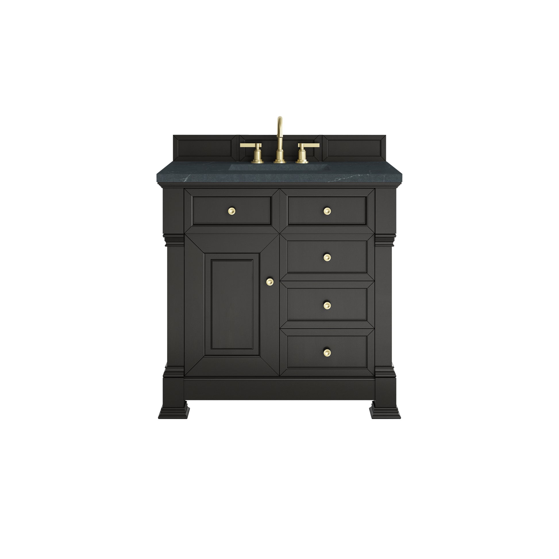 James Martin Vanities Brookfield 36" Black Onyx Single Vanity With 3cm Charcoal Soapstone Silestone Top