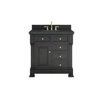 James Martin Vanities Brookfield 36" Black Onyx Single Vanity With 3cm Charcoal Soapstone Silestone Top