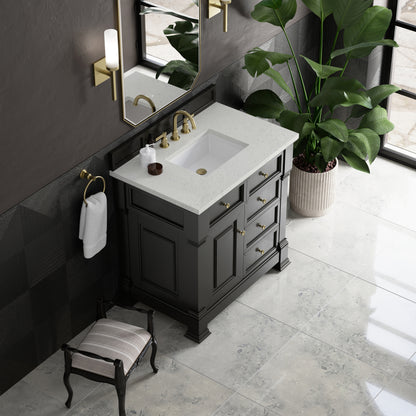 James Martin Vanities Brookfield 36" Black Onyx Single Vanity With 3cm Lime Delight Silestone Top