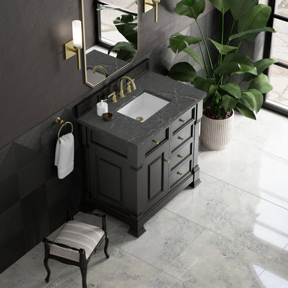 James Martin Vanities Brookfield 36" Black Onyx Single Vanity With 3cm Parisien Bleu Silestone Top