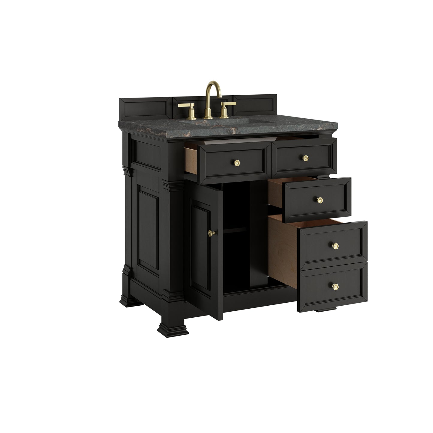 James Martin Vanities Brookfield 36" Black Onyx Single Vanity With 3cm Parisien Bleu Silestone Top