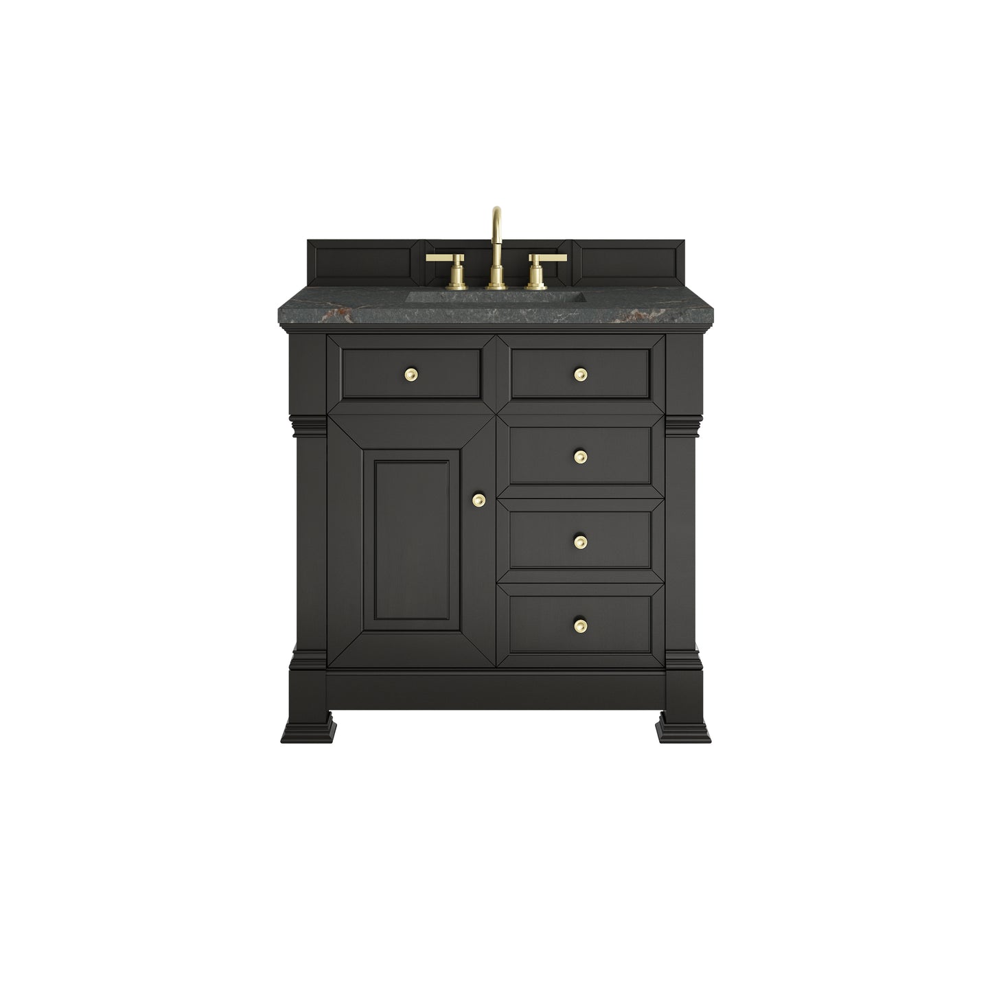 James Martin Vanities Brookfield 36" Black Onyx Single Vanity With 3cm Parisien Bleu Silestone Top