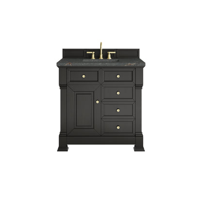 James Martin Vanities Brookfield 36" Black Onyx Single Vanity With 3cm Parisien Bleu Silestone Top