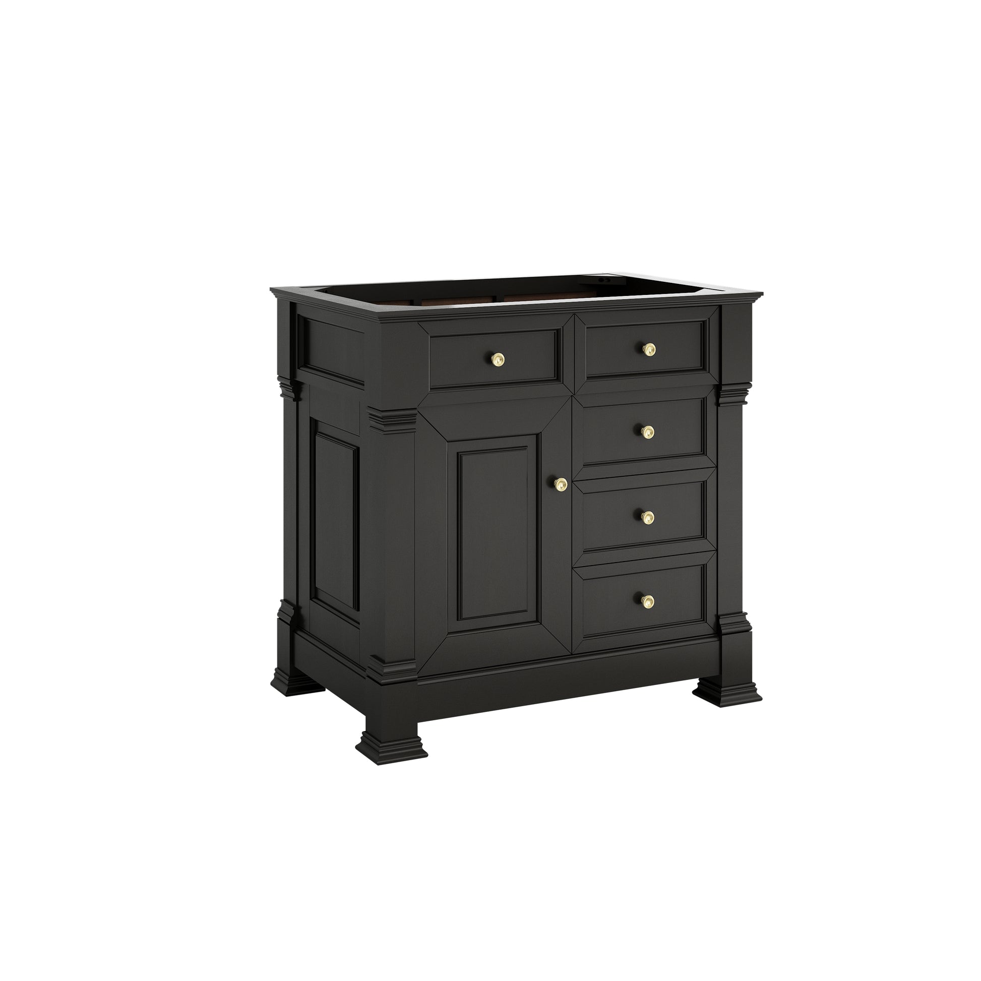 James Martin Vanities Brookfield 36" Black Onyx Single Vanity With 3cm Victorian Silver Silestone Top