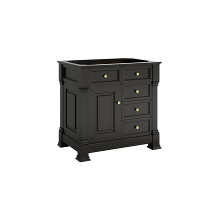 James Martin Vanities Brookfield 36" Black Onyx Single Vanity With 3cm Victorian Silver Silestone Top