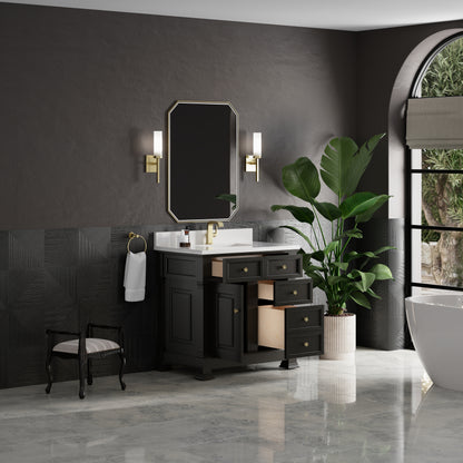 James Martin Vanities Brookfield 36" Black Onyx Single Vanity With Single Hole 3cm White Zeus Silestone Top and Backsplash