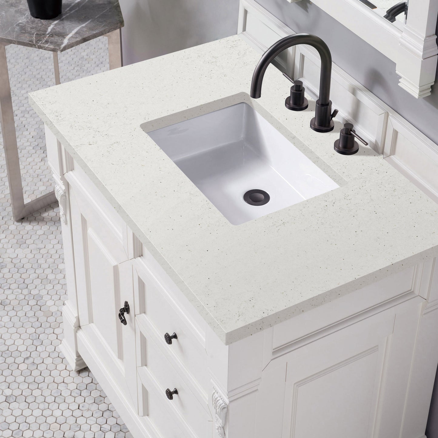 James Martin Vanities Brookfield 36" Bright White Single Vanity With 3 cm Lime Delight Quartz Top