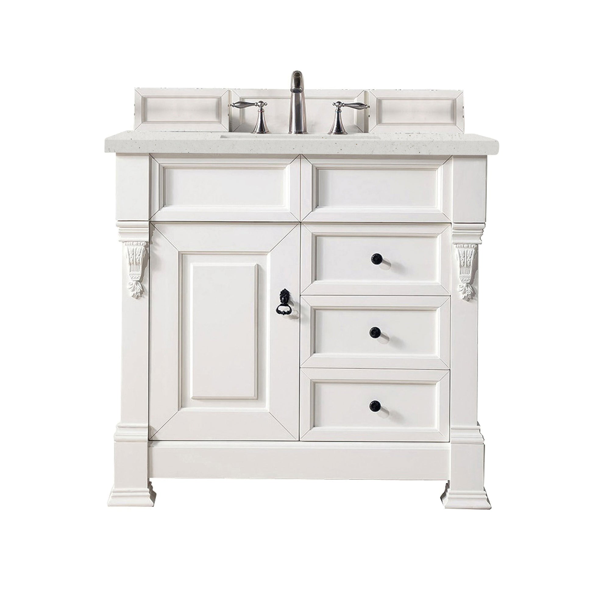 James Martin Vanities Brookfield 36" Bright White Single Vanity With 3 cm Lime Delight Quartz Top