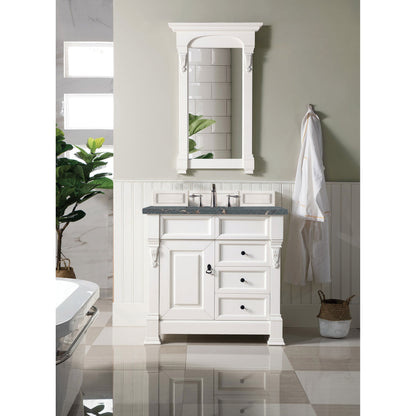 James Martin Vanities Brookfield 36" Bright White Single Vanity With 3 cm Parisien Bleu Quartz Top