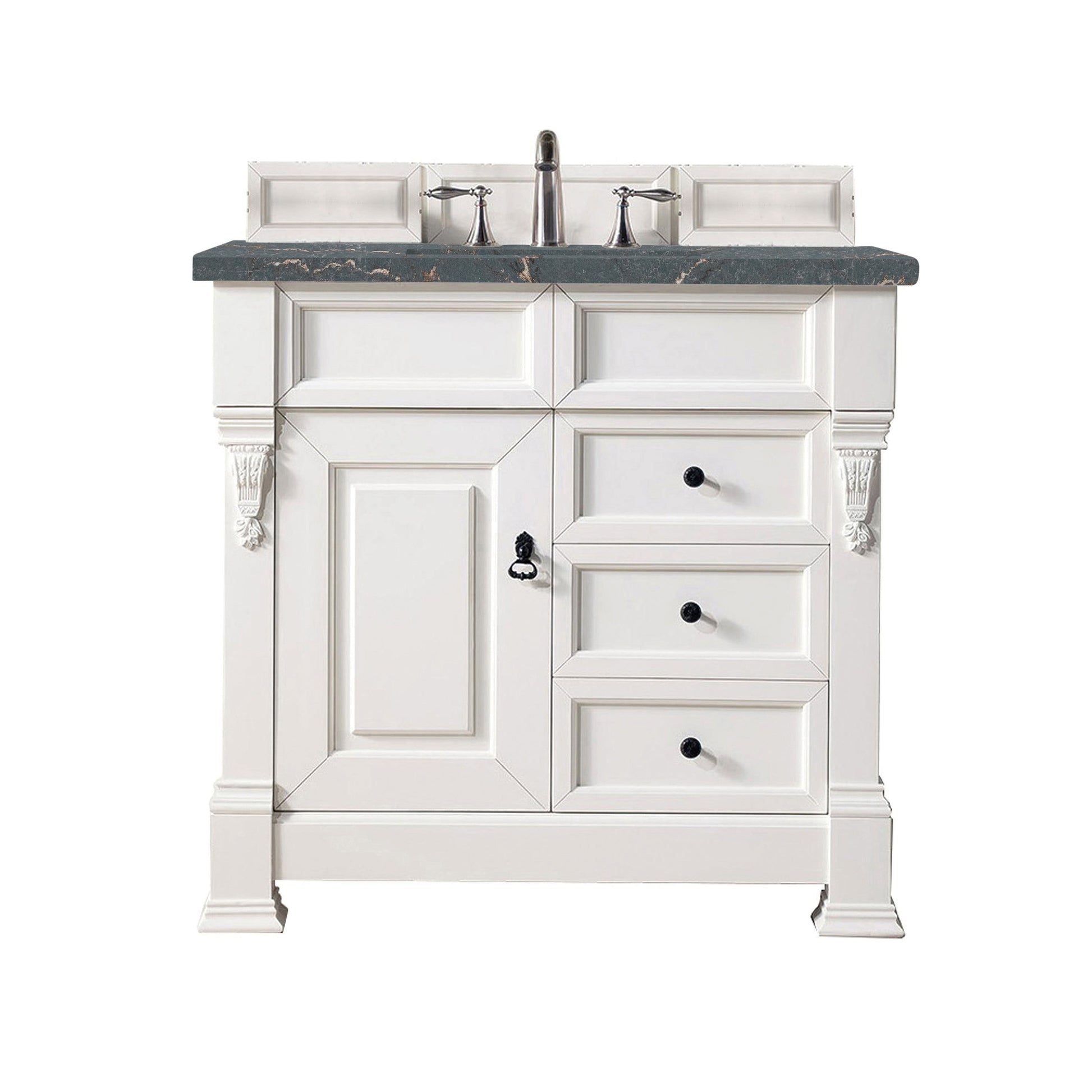 James Martin Vanities Brookfield 36" Bright White Single Vanity With 3 cm Parisien Bleu Quartz Top