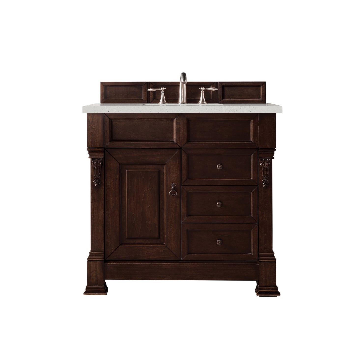 James Martin Vanities Brookfield 36" Burnished Mahogany Single Vanity With 3 cm Lime Delight Quartz Top