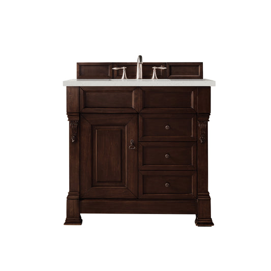 James Martin Vanities Brookfield 36" Burnished Mahogany Single Vanity With 3 cm Lime Delight Quartz Top