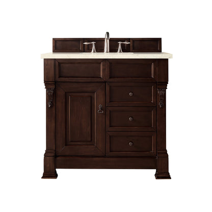 James Martin Vanities Brookfield 36" Burnished Mahogany Single Vanity With 3cm Eternal Marfil Quartz Top