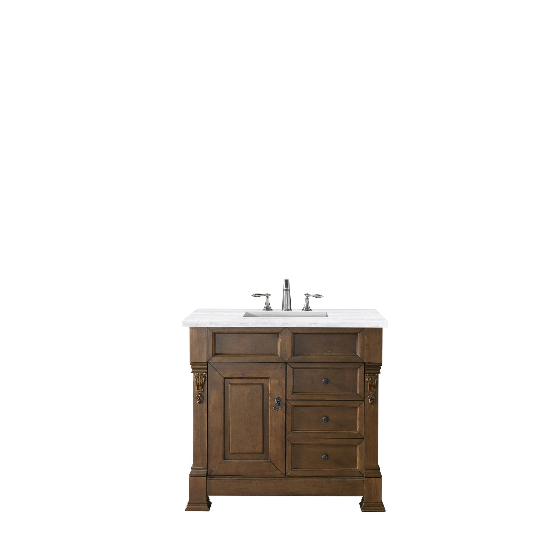 James Martin Vanities Brookfield 36" Country Oak Single Vanity With 3cm Arctic Fall Solid Surface Top